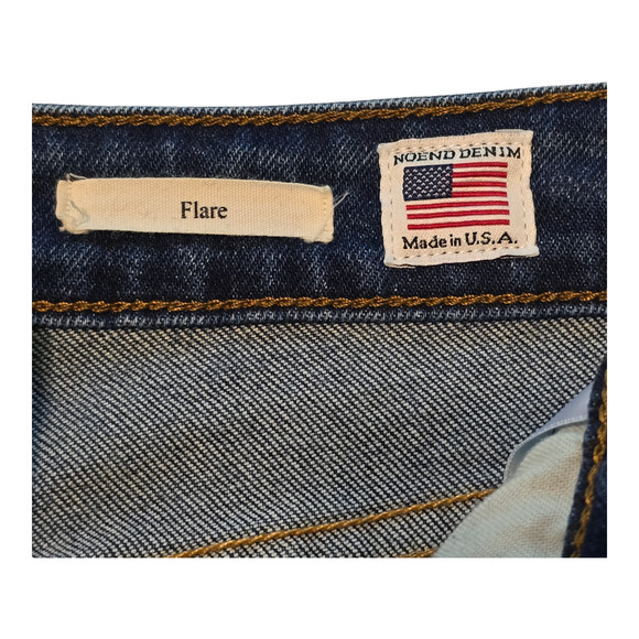 NoEnd Denim Jeans Womens Size 27 Blue Flare Mid-Rise Raw Hem Made in USA - Picture 3 of 16